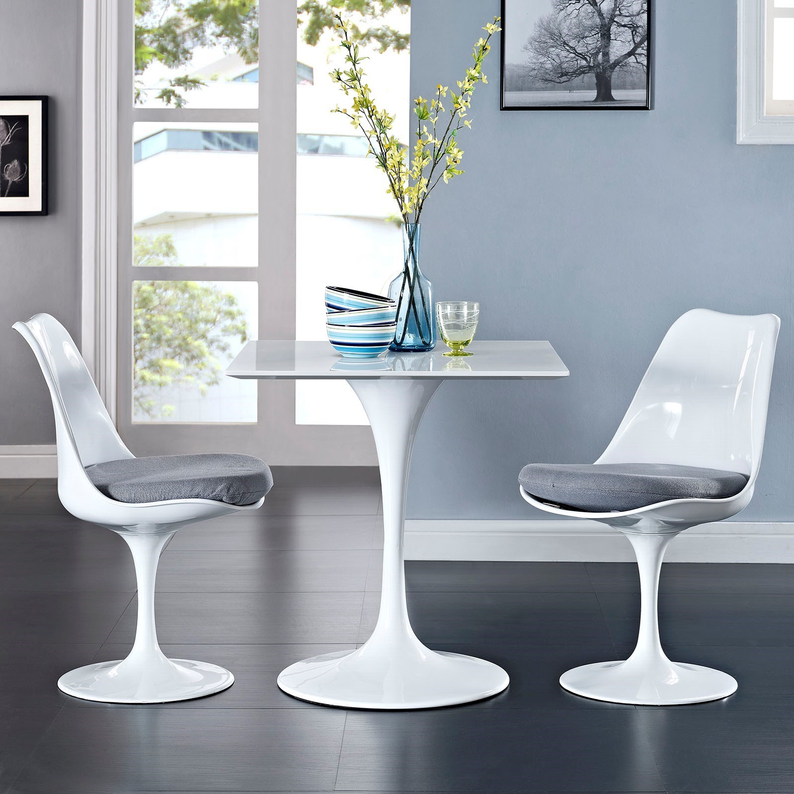 Modway lippa square wood cheap top dining table